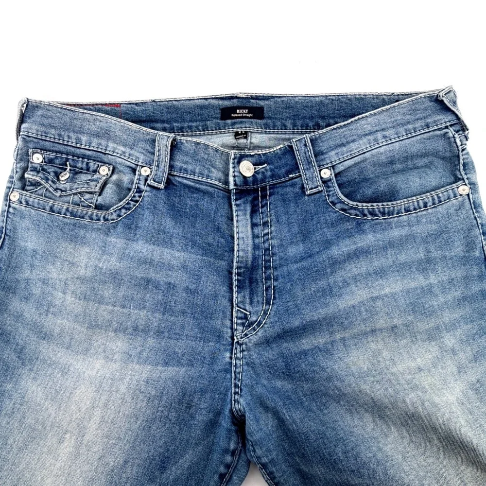 True Religion Ricky Relaxed Straight Mens 40 Medium Wash Jeans
